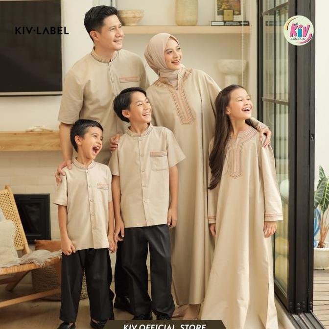 KIV Sarimbit Cream Bayanaka Series Lebaran Baju Muslim Raya Keluarga Family Set Couple Gamis Pasanga