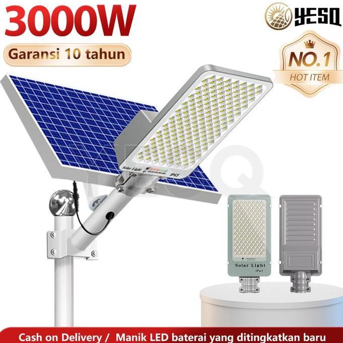 YESQ Lampu tenaga surya 3000W Anti air hujan Sensor cahaya 0 biaya listrik lampu tenaga surya otomat