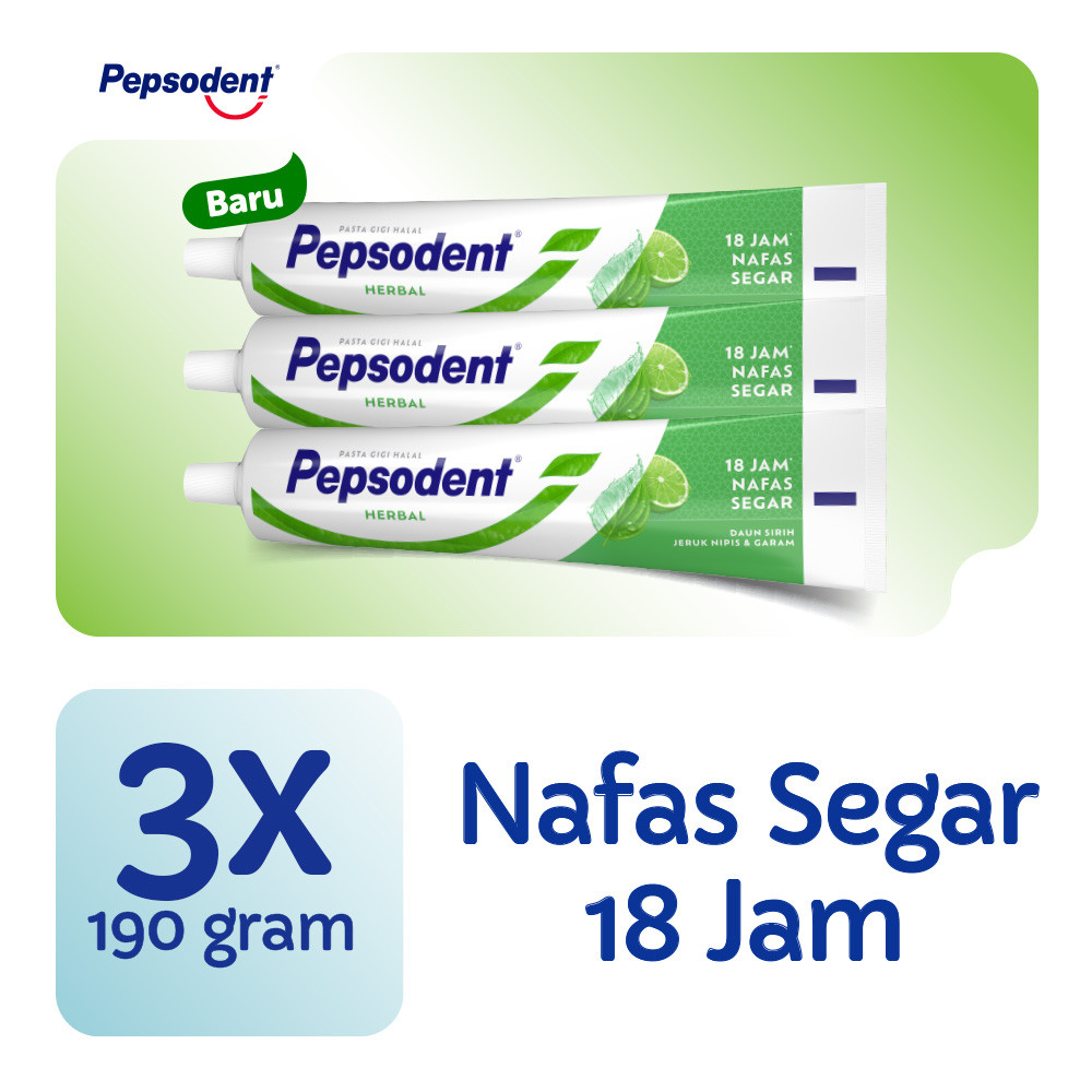 Pepsodent Complete 8 Herbal 190g Multipack (Isi 3)