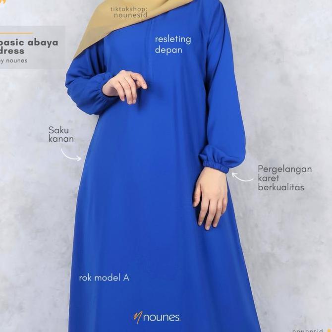 Nounes Basic Abaya Dress Gamis Daily Polos Wanita Muslim