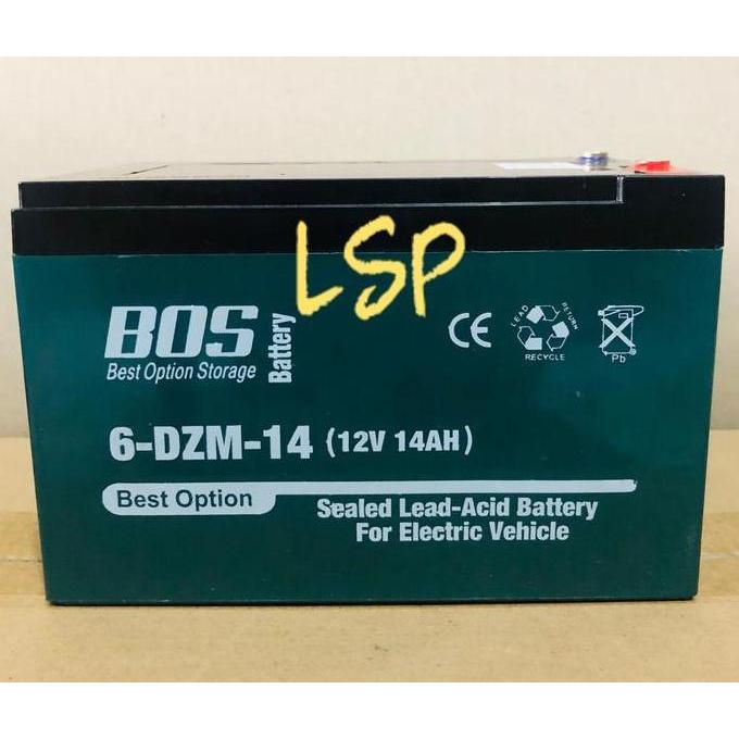 Aki Sepeda Listrik BOS 6-DZF-12 / 6-DZF-14 6-DZM-14 (12V 12 / 14Ah)