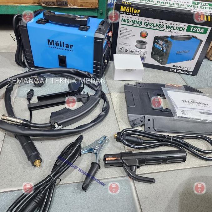 MESIN TRAFO LAS MIG TANPA GAS CO2 MMA DIGITAL MLR MMGW 120 120A MOLLAR