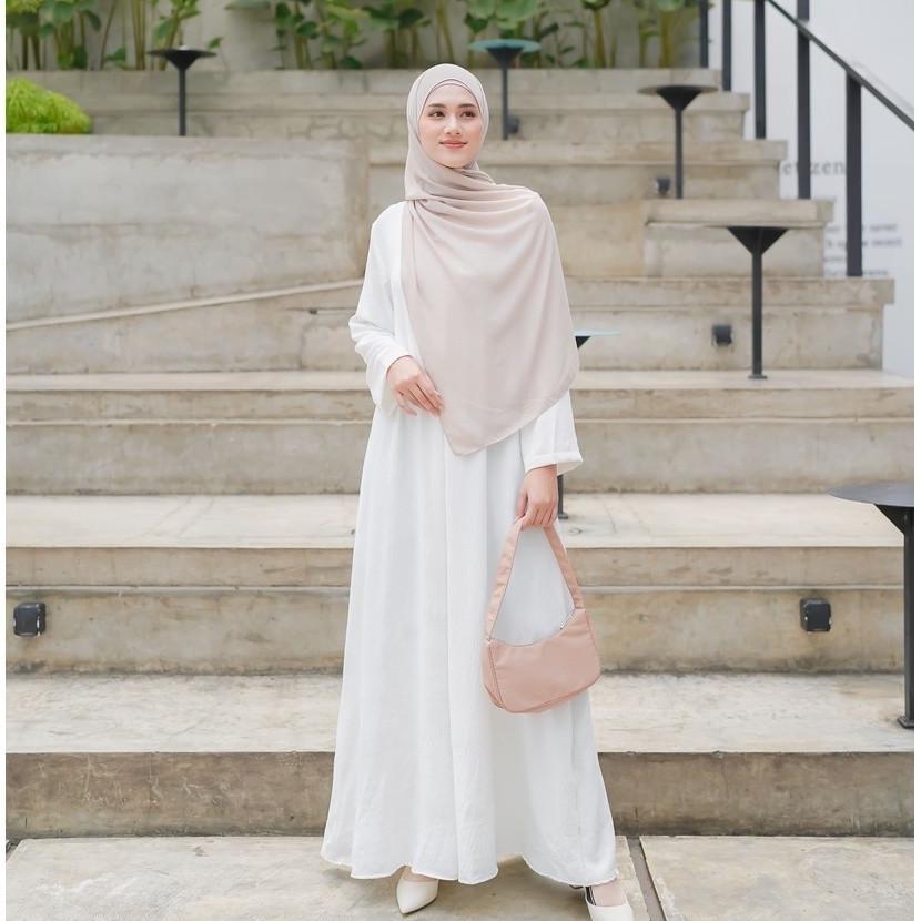 HOT ABAYA TURKEY PUTIH I  ABAYA BASIC I  ABAYA DRESS POLOS  ABAYA TURKI  ARMY UKURAN S M L XL XXL