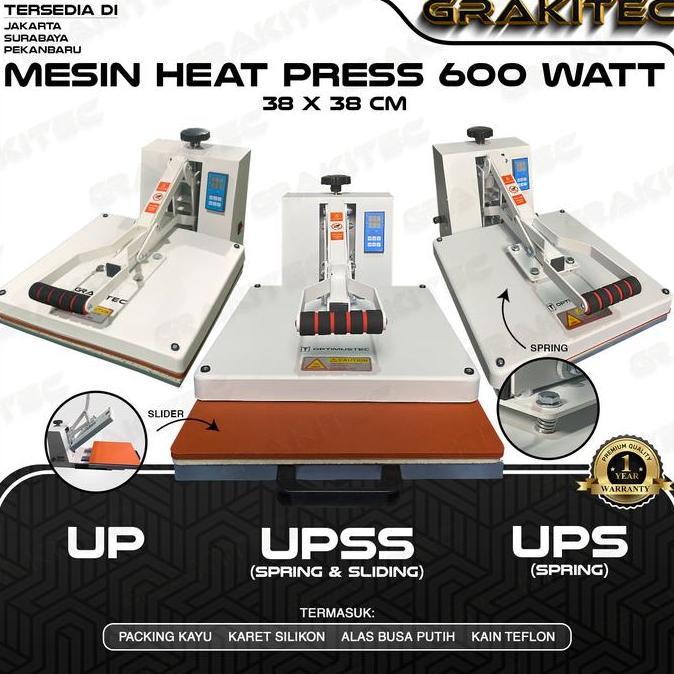 Grakitec Mesin Heat Press Sablon Kaos 38x38 600 Watt
