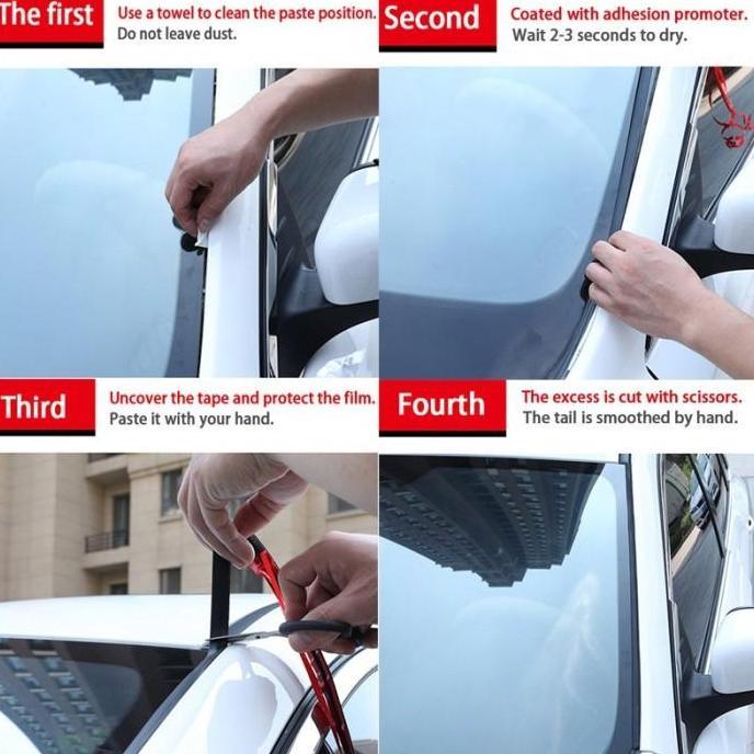 Allthebest- 200cm Karet Kaca Mobil Strip/Segel Karet Mobil/Karet List Kaca Mobil
