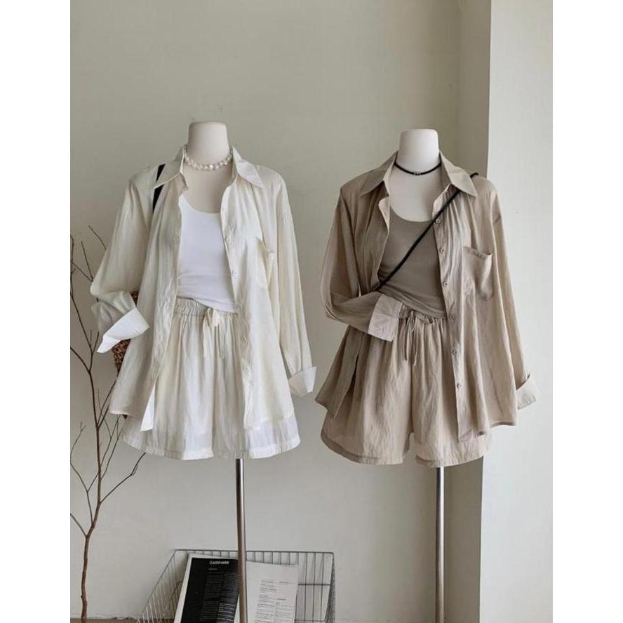 KIYOMI ONE SET (TANPA TANKTOP) // SETELAN PANTAI TERBARU //SETELAN KEMEJA// ONE SET SEXY KEKINIAN