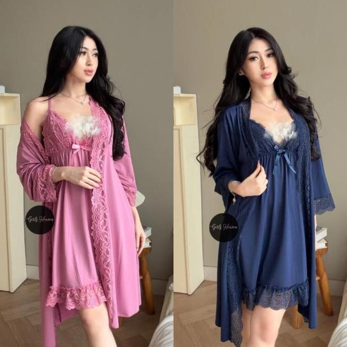 007L SLEEPWEAR DRESS + KIMONO + BELT  [ GIRLSHEAVEN_ID ]