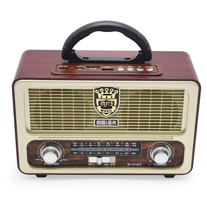 Allthebest- Radio FM retro portabel canggih nuansa kayu radio bluetooth