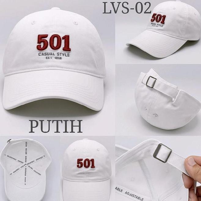 Topi Baseball S 501 Bordir Pria Wanita El Adjustable Putih Casual Elegan