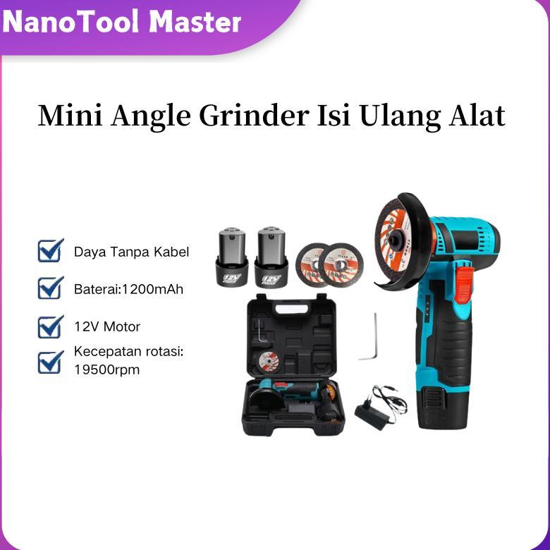 Gerinda Sudut Mini / gerinda tangan baterai / 19500Rpm 12v Mini Angle Grinder Isi Ulang Alat Gerinda