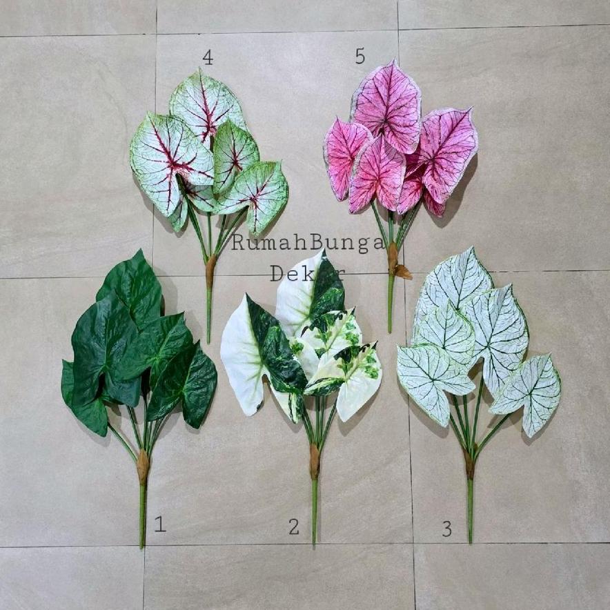 Daun Keladi Group Latex Artificial Daun Caladium Artificial Latex ( Ada 5 Warna )