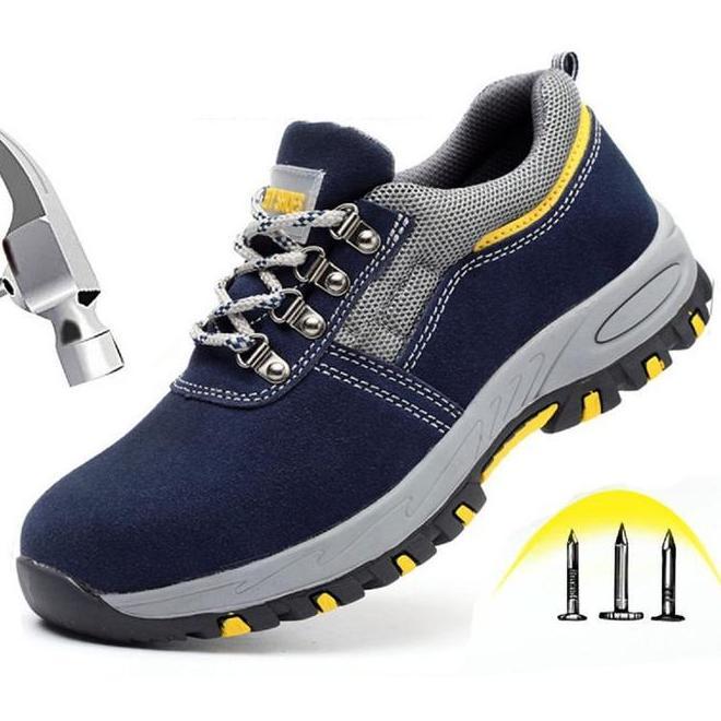 Prelesty Profesional Kulit Sepatu Safety Boots Pria Safety Ujung Besi Kerja Sneaker Proyek Shoes Ola