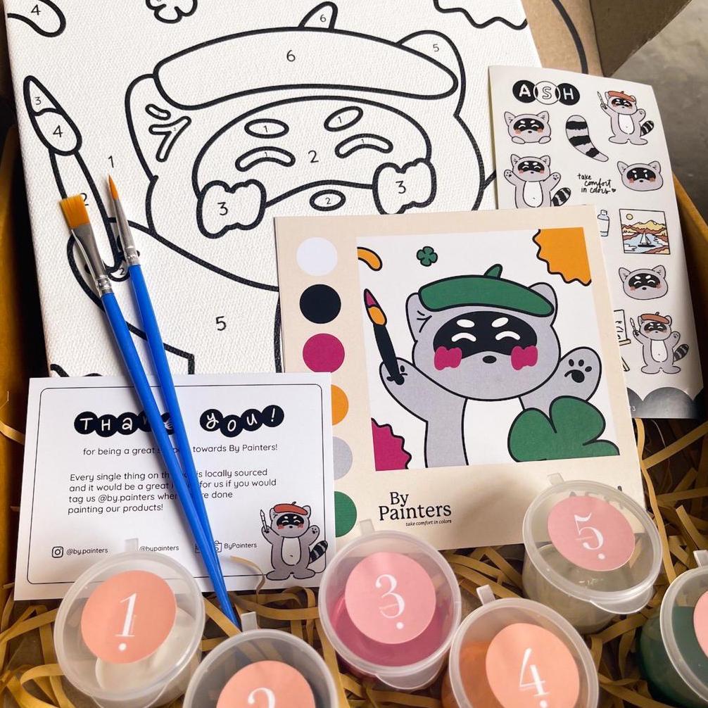 Paint By Number [ASH] | ByPainters | Painting Set | 20x20cm Kanvas & 6 Akrilik | Kit Melukis