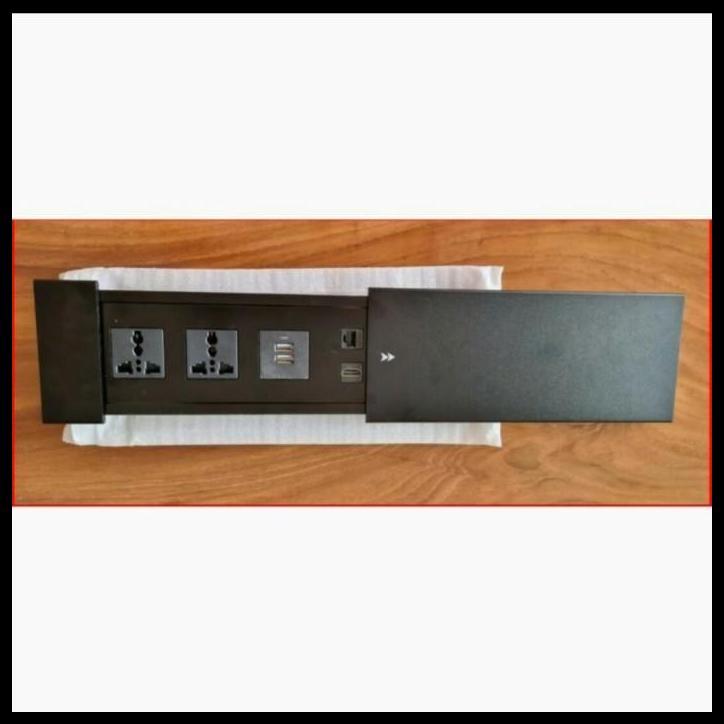 TERMURAH TABLE TOP POWER SOCKET STOP KONTAK MEJA SAKLAR MEJA SILVER 