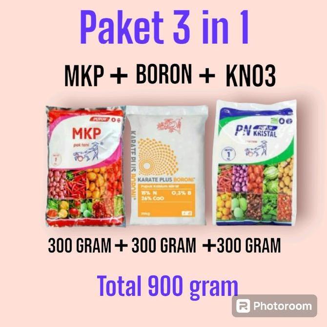 Paket hemat 900 gram PUPUK MKP + KNO3 + BORON paket pupuk anggur