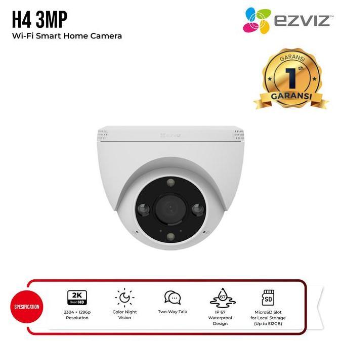 Murah Ezviz H4 3Mp Poe Smart Poe Security Camera