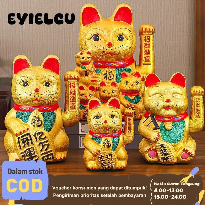 Colins Sudut yang dapat disesuaikan Maneki Neko Emas Gerak Tangan Elektrik - Patung Kucing Pembawa R