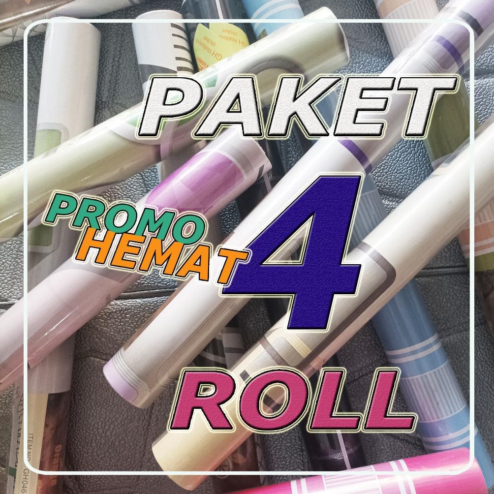 PROMO COD  PAKET 4 ROLL WALLPAPER STICKER DINDING  | WALLSTICKER KAMAR TIDUR ] BRAND KCT