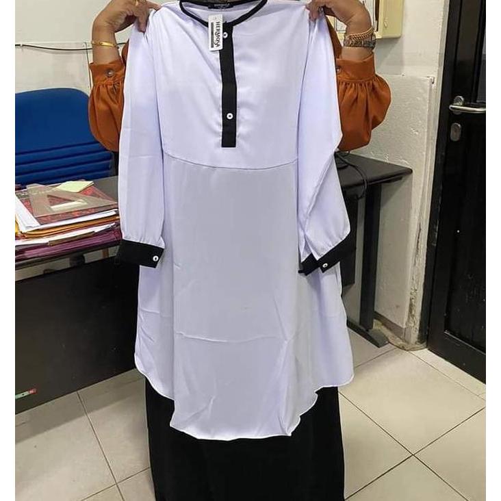 [Gamis kantor pdh hermosa] gamis office hermosa/gamis kantor/gamis pns/Gamis kantor hitam putih-sete