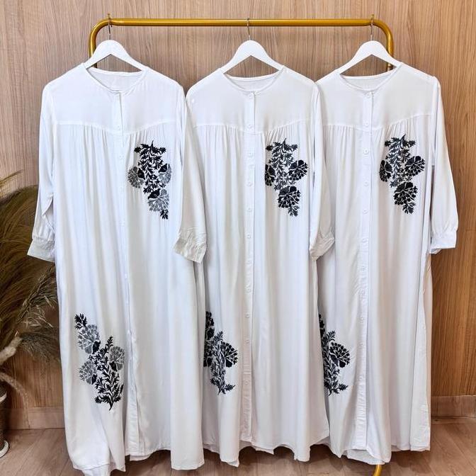 Gamis Putih Jumbo Ld 130 Model Bordir Kekinian