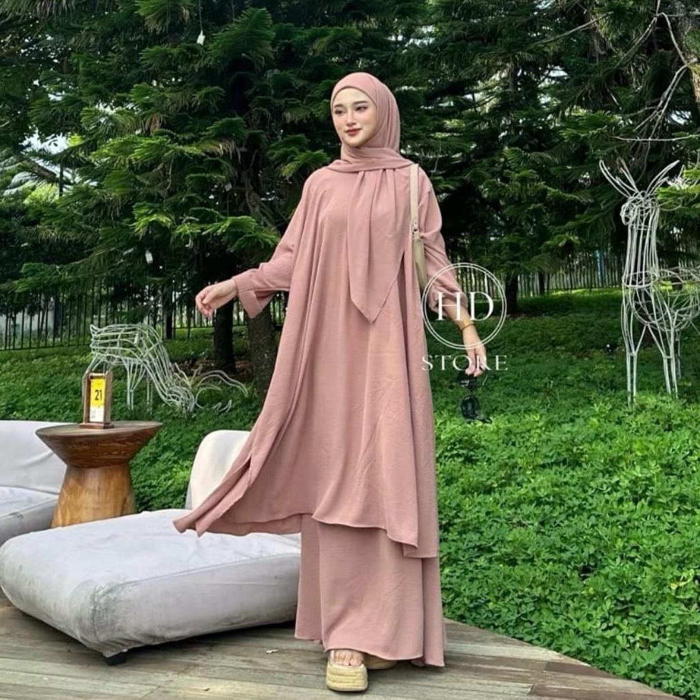 HOT PRODUCT PROMO one set Rok tunik satu set tunik dan rok polos wanita terbaru abaya tunik baju mus