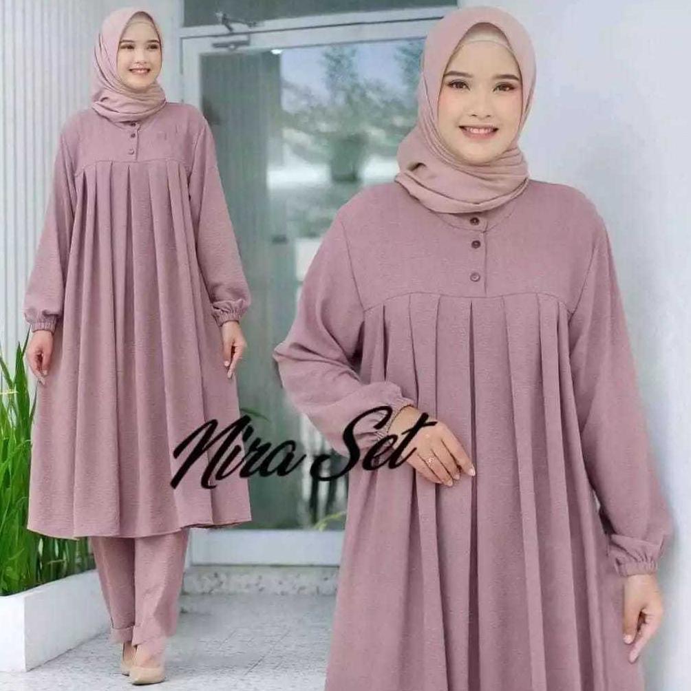 NEW DEALS SETELAN NIRA SETCEL LONG TUNIK / SETELAN WANITA MODERN KEKINIAN TERBARU/ SETCEL PEREMPUAN 