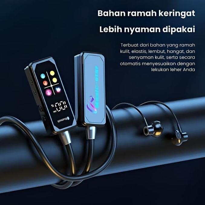 Dwishop_Eshp - Hd Screen Bluetooth Neckband Headphones Headphone Leher Bluetooth 5.4 Hifi Stereo Out