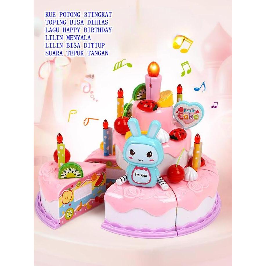 MAINAN KUE ULANG TAHUN 3TINGKAT TIUP LILIN BIRTHDAY CAKE