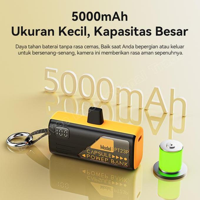 Lansungkirim- Kivee Portable Charger 5000Mah Desain Compact Warna Kekinian Telepon Baterai Portable 
