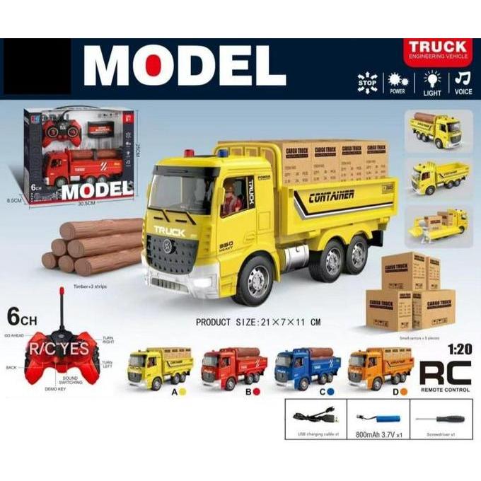 Lansungkirim- Mainan Rc Container Truck 12Roda Truk Muatan Barang Remote