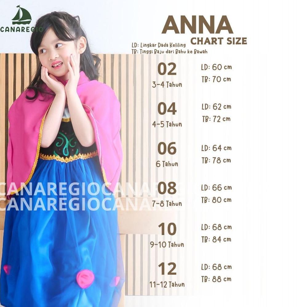 Anna Frozen Disney Anna Kostum Anak Saten Bludru