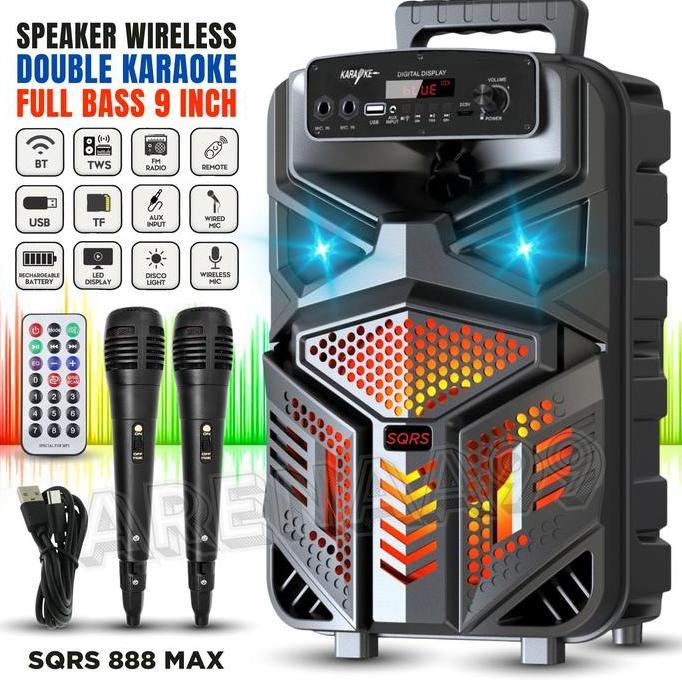 Murah Banget Speaker Full Bass 9Inch Dual Mic Karaoke Speaker TV, HP, Laptop, Komputer SPEAKER SQRS 
