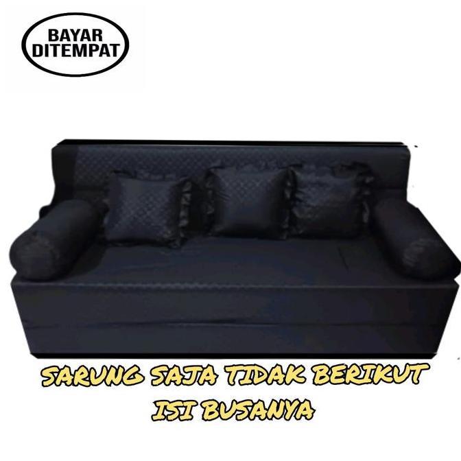 Sarung Sofa Bed Busa Inoac/Royal Tebal 20 Cm No 1 2 3 4 Motif Bunga Hitam