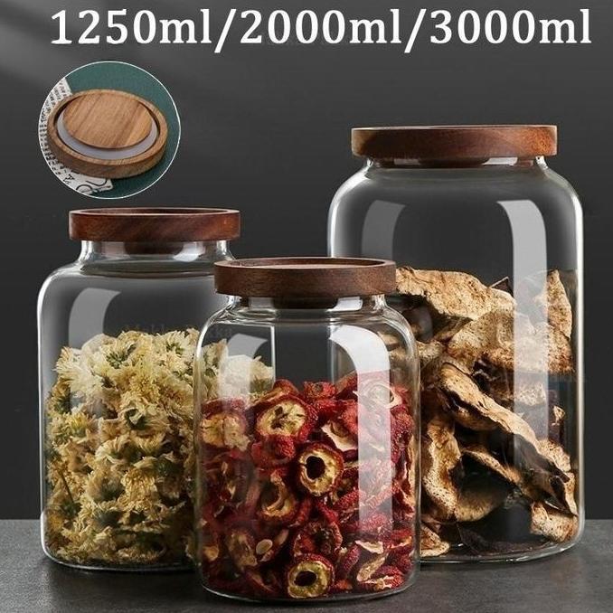 Toples Kaca Serbaguna Storaged Jar Display Food Kapasitas Besar1250ml/2000ml/3000ml. KS