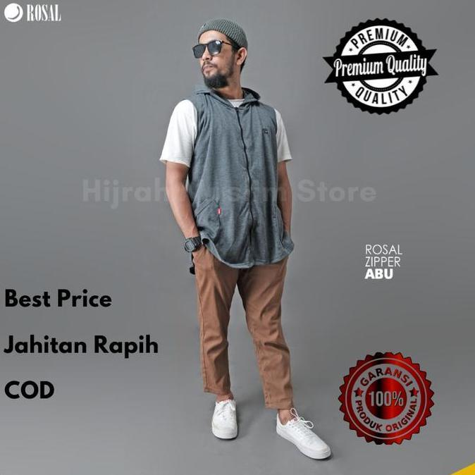 Rosal Baju Muslim Pria Rompi Sholat Koko Kurta Pakistan Hoodie Zipper Bahan Katun Baby Terry