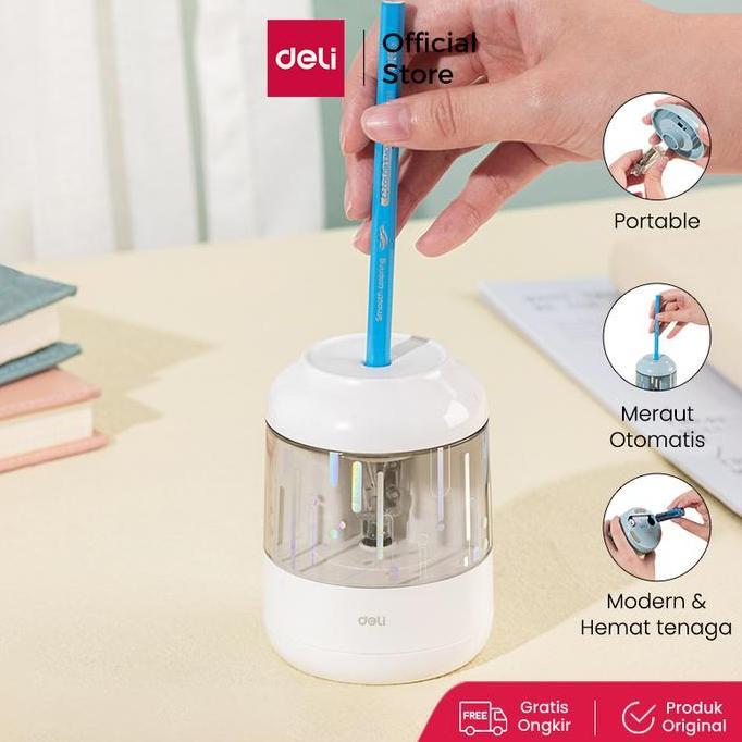 Deli Electric Pencil Sharpener / Rautan Pensil Otomatis Lucu EH508