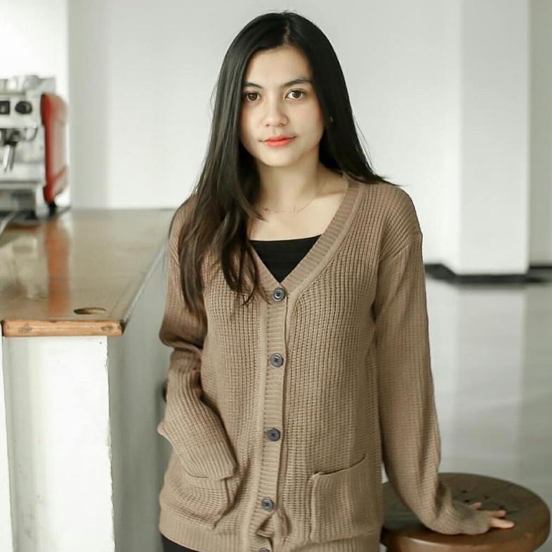 cuci gudang cardigan rajut marissa kancing 5 / kardigan marissa salur outer crop wanita premium teba