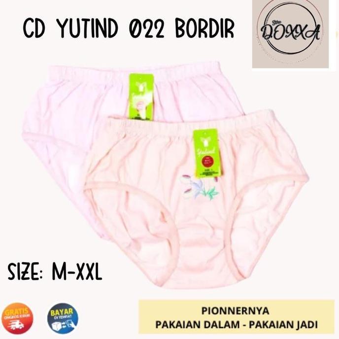 12Pcs CD Celana Dalam Wanita Yutin Motif Bunga Bordir Katun