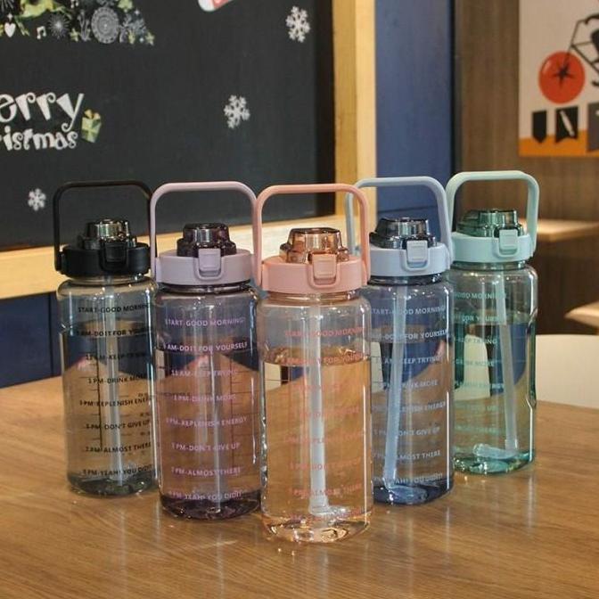 Botol Minum Viral Motivasi 2 Liter BPA FREE Botol Motivasi Bening -