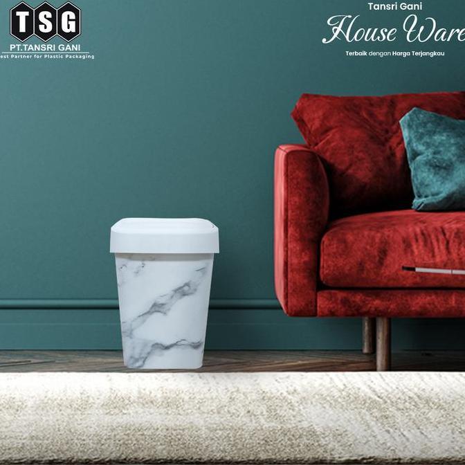 Promo Tempat Sampah/Tong Sampah Plastik Warna Putih 12 Liter Besar Motif Marmer/Marble