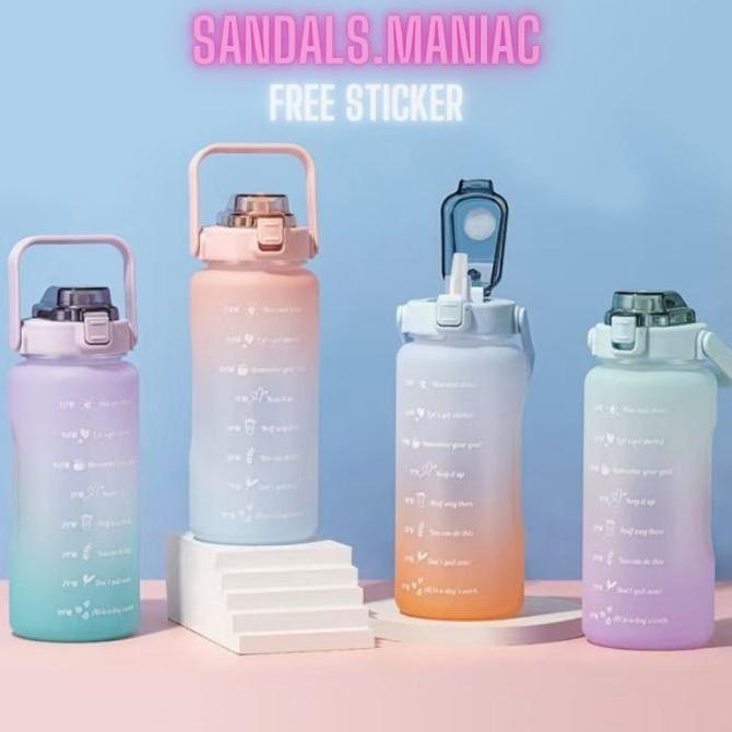 Botol Minum Botol Air Minum Motivasi 2 Liter Gradasi Gradient Rainbow