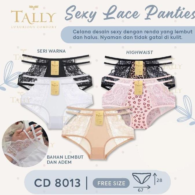 Tally Cd 8013 Celana Dalam Seamless Renda | Free Size | Fit Xl | High Waist | Bahan Nilon Mix Renda