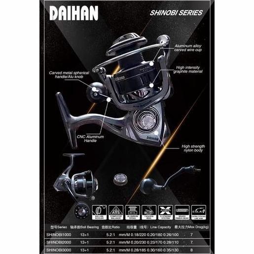 REEL POWER HANDLE DAIHAN SHINOBI SW SALT WATER FULL SEAL 1000-3000