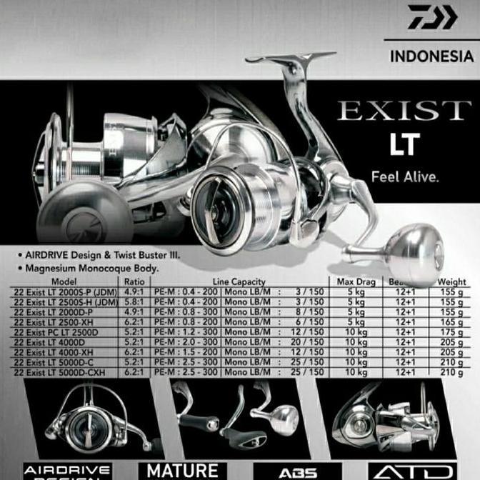 New Reel Daiwa Exist 22 - 2000 - 2500 - 4000 - 5000 - Original