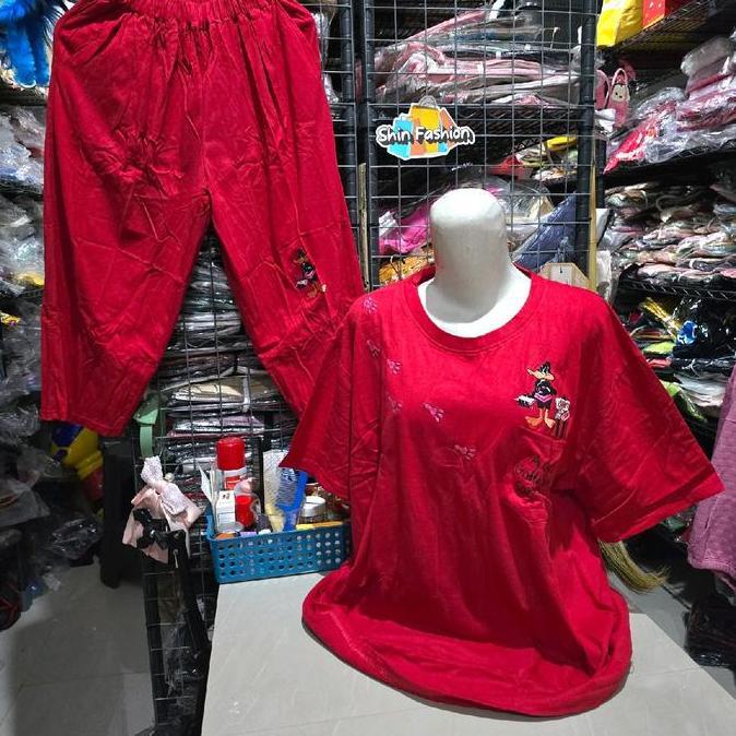 Ginfinik- Setelan Wanita Celana 7Per8 Super Jumbo Cotton Combed 30S Katun