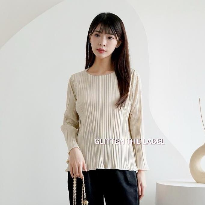 Glitten The Label - Atasan Plisket Bb Wavy Lengan Panjang / Top Plisket Lengan Panjang / Top Plisket
