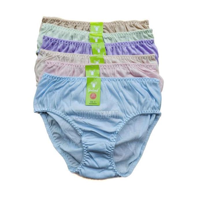 Cd Yutind 022 Karet Zigzag Isi 6-12 Pcs | Celana Dalam Wanita Lusinan Bahan Katun Warna Terang
