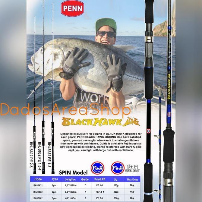 Joran PENN BLACK HAWK JIG BHJS Spinning Jigging Rod