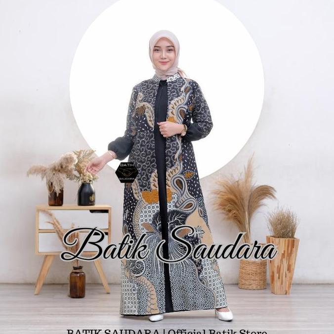 Gamis Elegan Simple Baju Batik Katun Wanita Model Baru Batik Saudara Motif Cendrawasih