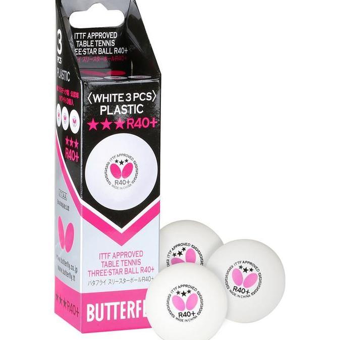 Bola Pingpong Tenis Meja Butterfly R40+ 3 Star ITTF Isi 3 Putih Original